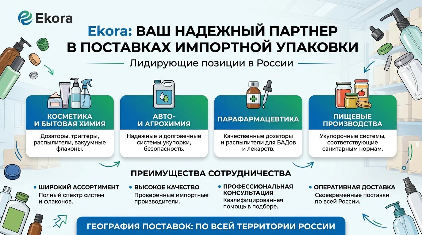 Ekora: лидер поставок импортных комплектующих упаковки в России